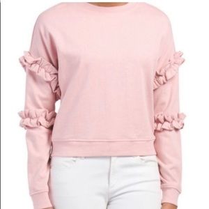 For The Republic • pink ruffle sleeve sweatshirt